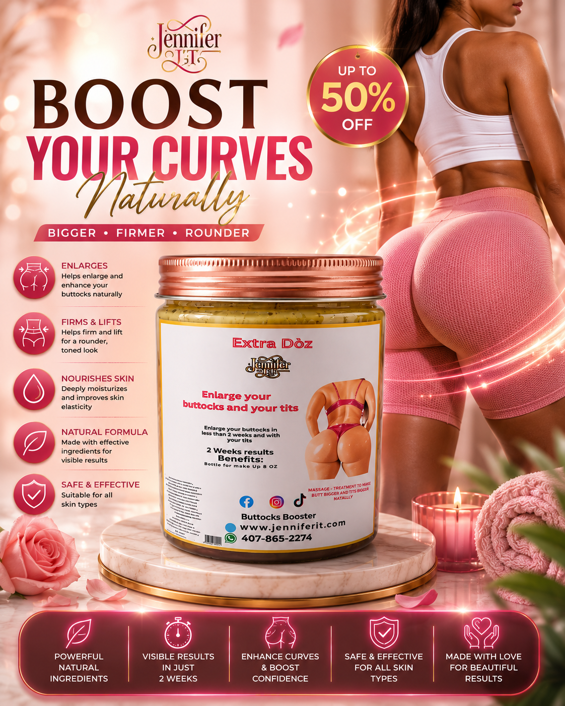 Natural Curves Enhancer – Buttocks & Breast Enlargement Cream If pregnant do not use it